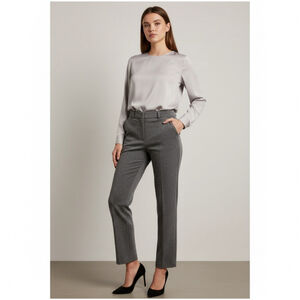 H&M Shimmer Gray Black Metallic Stretch Straight Leg Cigarette Trousers Size 12